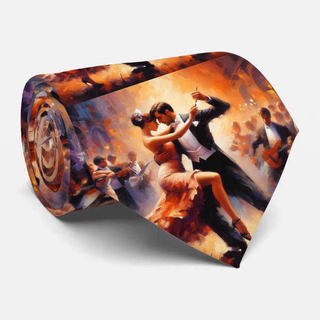 Ballroom Dancing Couples Dance Music Band  Tie (Rolled)