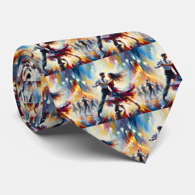 Ballroom Dancing Couples Dance Music Band  Tie (Rolled)