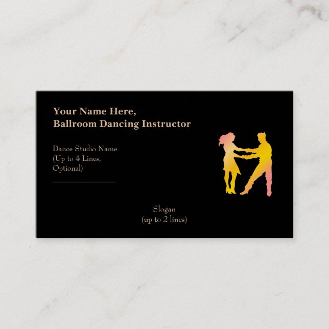 Ballroom Dancing Instructor Cava Rosa Slogan Business Card (Front)