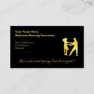 Ballroom Dancing Instructor Golden Brass Business Card