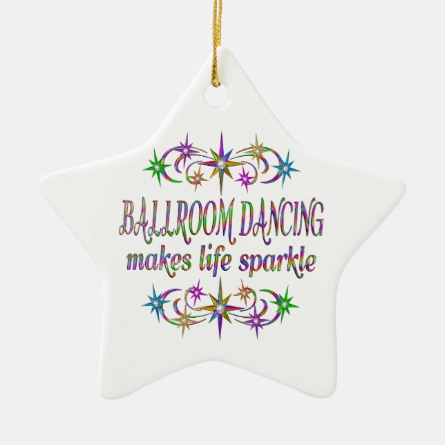 Ballroom Dancing Sparkles Ceramic Tree Decoration (Front)