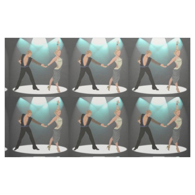 Ballroom Latin Dancers Couple With Spotlight 9" Fabric (Fat Quarter)