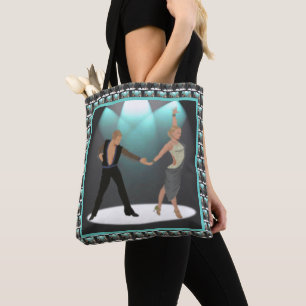 Ballroom Latin Dancers Couple With Spotlights Tote Bag