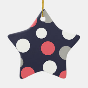 Balls Circles Pattern Grey White Coral Pink Ceramic Tree Decoration