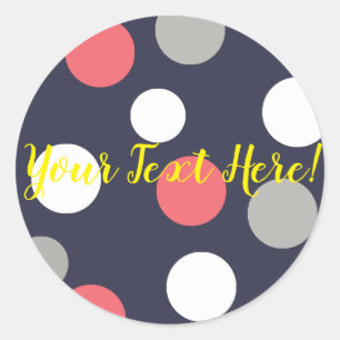 Balls Circles Pattern Grey White Coral Pink Classic Round Sticker