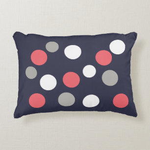 Balls Circles Pattern Grey White Coral Pink Decorative Cushion