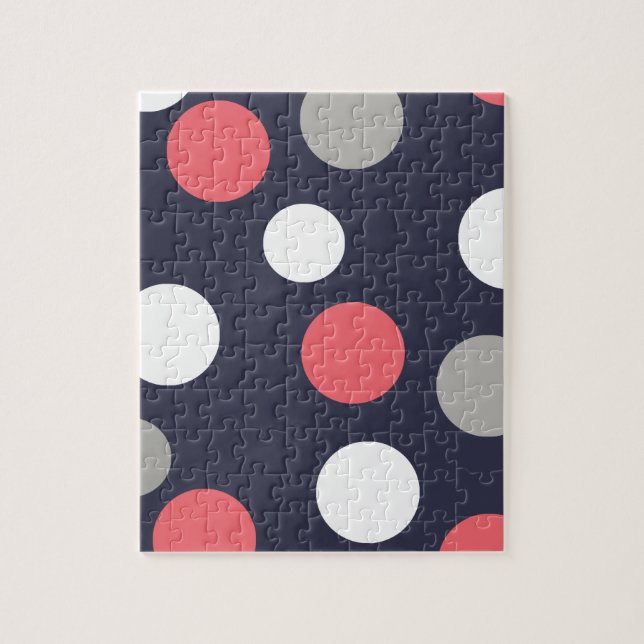 Balls Circles Pattern Grey White Coral Pink Jigsaw Puzzle (Vertical)