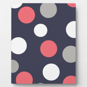 Balls Circles Pattern Grey White Coral Pink Plaque