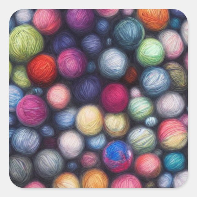 Balls of Wool Square Sticker (Front)