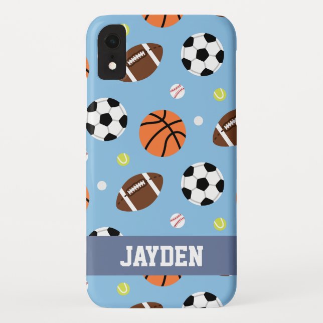 Balls Sports Themed Pattern For Boys Case-Mate iPhone Case (Back)