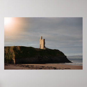 ballybunion beach castle and cliffs poster