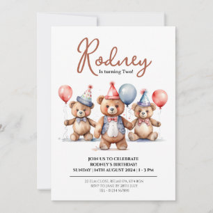 Baloon Bear Baby Shower Invitations