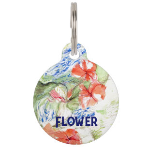 Balsam and Lobelia flowers Pet Tag