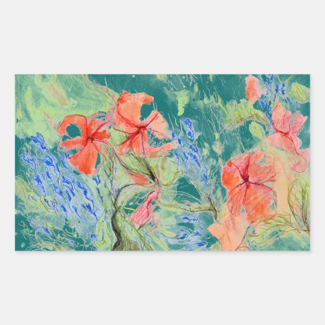 Balsam and Lobelia flowers Rectangular Sticker (Front)