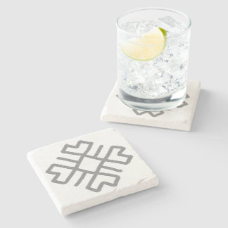 Baltic Geometrical Design Hearts Hand Drawn Stone Coaster