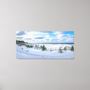 Baltic sea coast covered in snow in winter canvas print