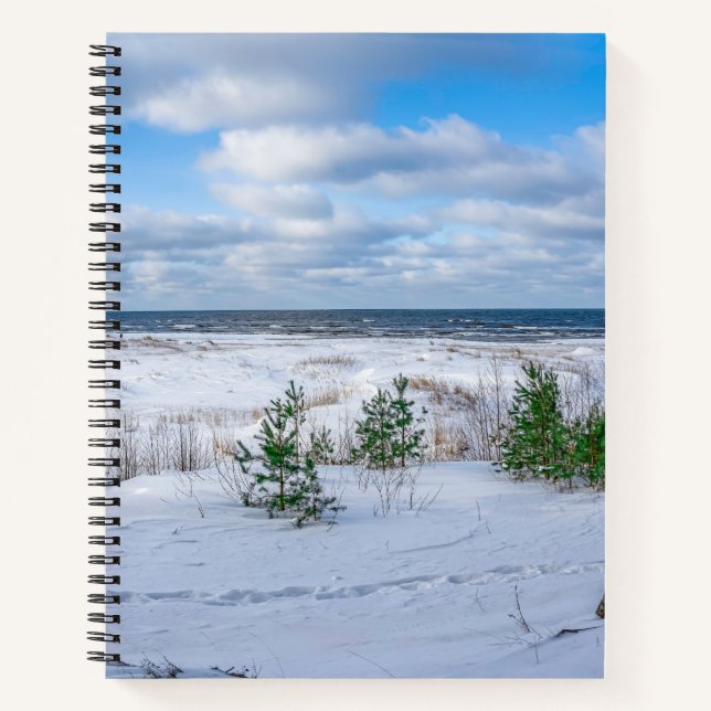 Baltic sea coast covered in snow in winter notebook (Front)