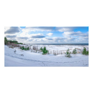 Baltic sea coast covered in snow in winter photo print
