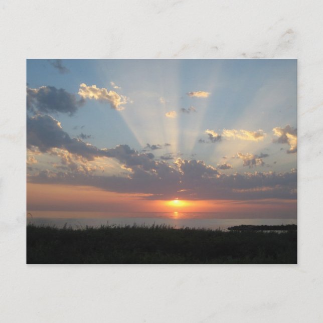 Baltic Sea Sunset with Rays of Light Postcard (Front)