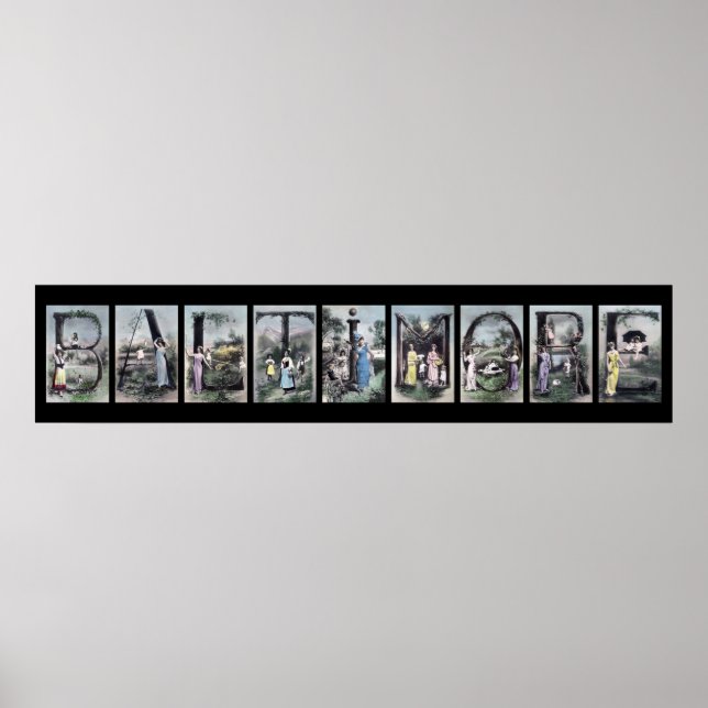 BALTIMORE Alphabet Letter Name Art Poster (Front)