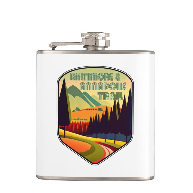 Baltimore & Annapolis Trail Colours Hip Flask (Front)