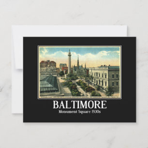 Baltimore, Charles St, Monument Square Vintage  Postcard