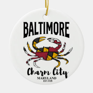 Baltimore Charm City Crab Ceramic Tree Decoration