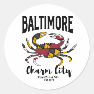 Baltimore Charm City Crab Classic Round Sticker