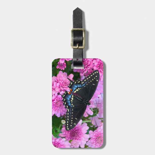 Baltimore Chequered Butterfly Luggage Tag (Front Vertical)
