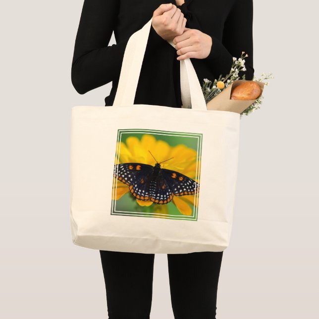 Baltimore Chequered Spot Butterfly Large Tote Bag (Front (Product))