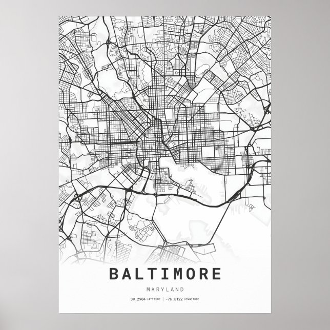 Baltimore City Map Poster (Front)