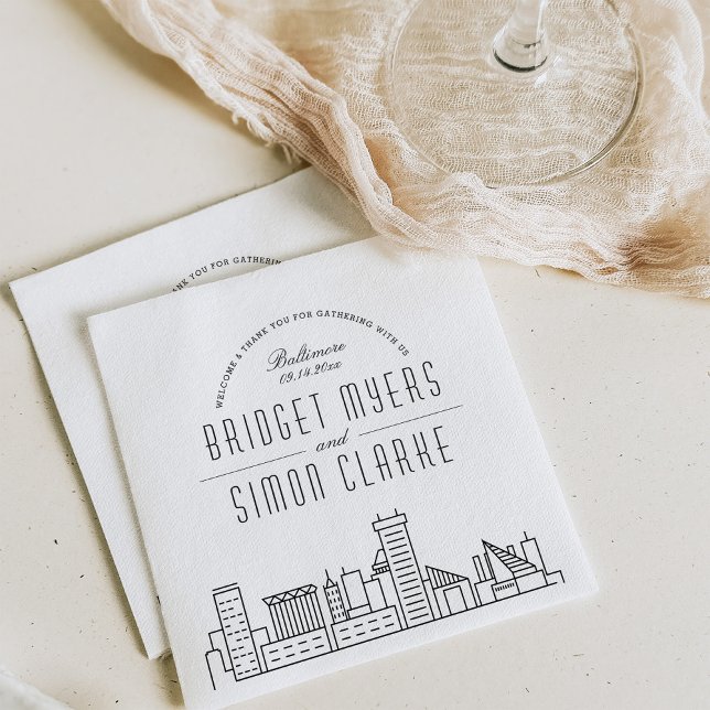 Baltimore Deco Skyline | Wedding Event Napkins (Creator Uploaded)