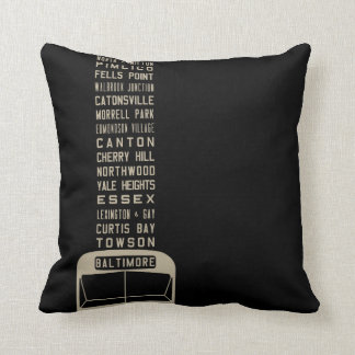 Baltimore Flxible Bus Scroll Throw Pillow (Black)