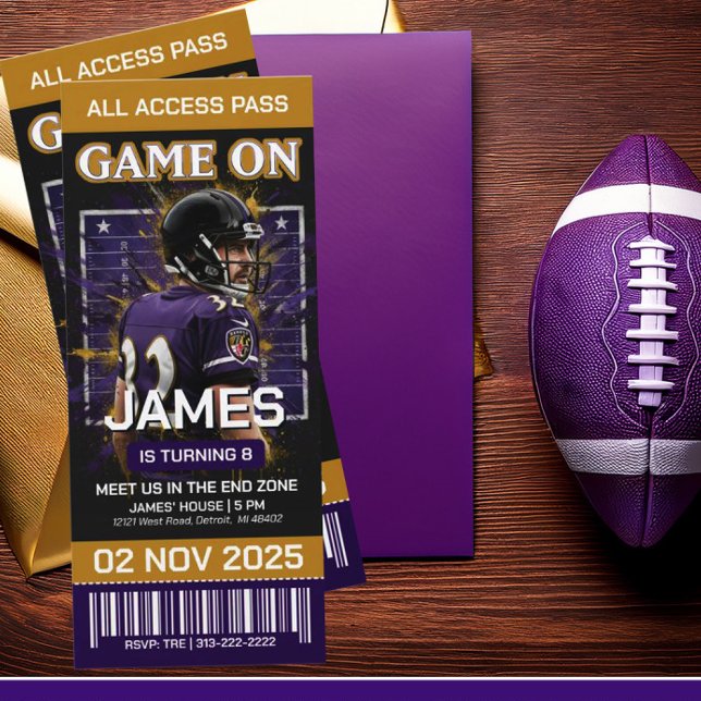 Baltimore Football Ticket Birthday Invitation (Creator Uploaded)