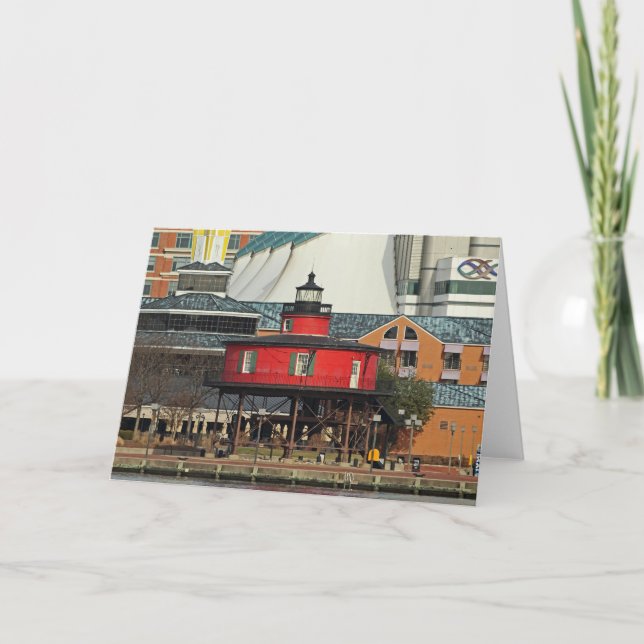Baltimore Inner Harbor Seven Foot Knoll Lighthouse Card (Front)