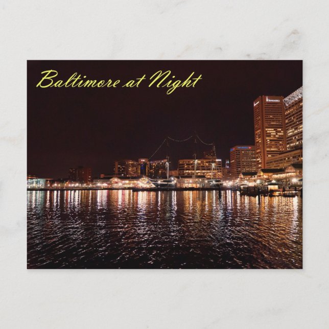 Baltimore Inner Harbour at Night Postcard (Front)