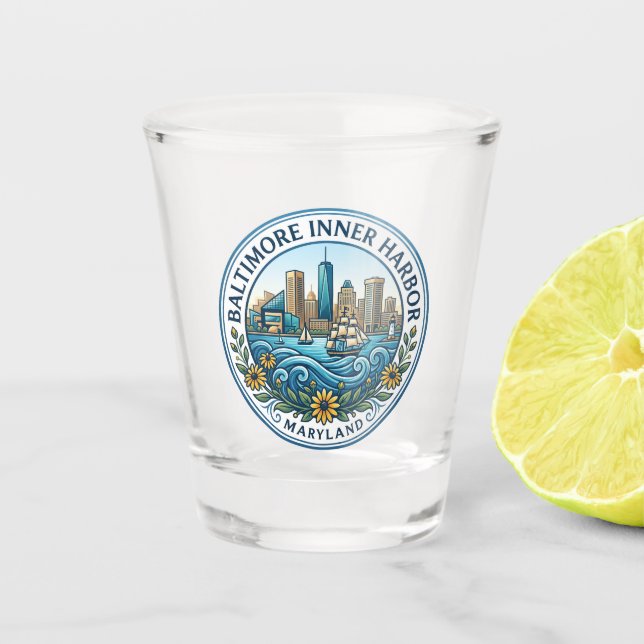 Baltimore Inner Harbour Maryland Shot Glass (Front)
