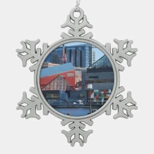 Baltimore Inner Harbour Snowflake Pewter Christmas Ornament
