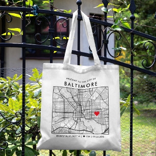 Baltimore Love Locator   City Map Wedding Welcome Tote Bag