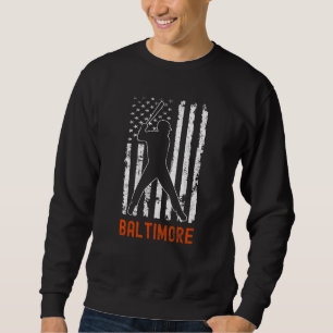 Baltimore Maryland American Flag Baseball Weathere Sweatshirt