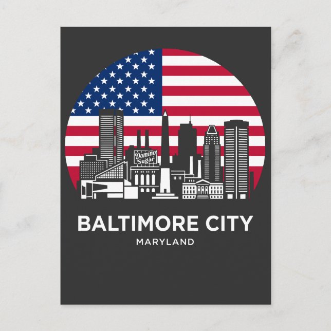 Baltimore Maryland American Flag Postcard (Front)