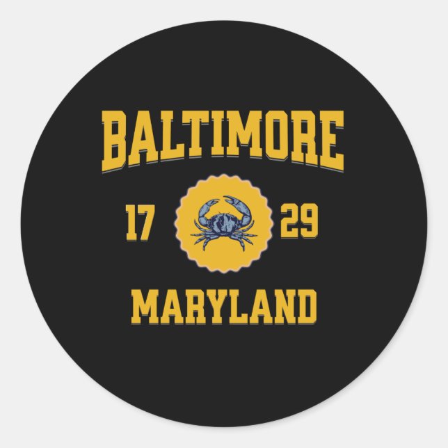 Baltimore Maryland College University Style Classic Round Sticker (Front)