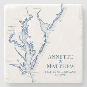 Baltimore Maryland Destination Wedding Favour Stone Coaster
