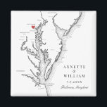 Baltimore Maryland Elegant Black White Wedding Magnet<br><div class="desc">Commemorate your Baltimore wedding with our keepsake magnets, featuring a charming Chesapeake Bay map theme. Perfect for cherished venues such as The Grand Baltimore, The Belvedere, The Walters Art Museum, Baltimore Museum of Industry, and The Engineer's Club, these magnet wedding favours add a local touch to your special day. Order...</div>