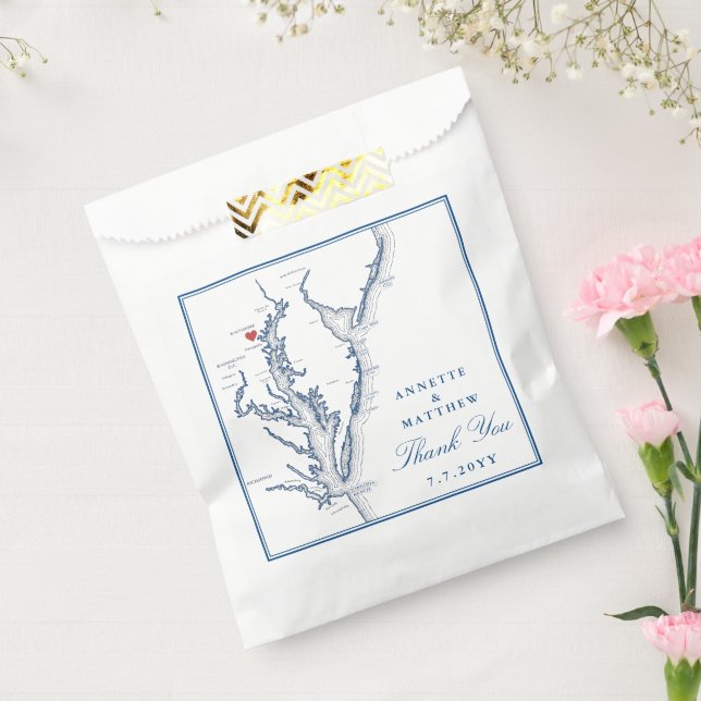 Baltimore Maryland Elegant Navy Wedding Favour Bags (Sealed)