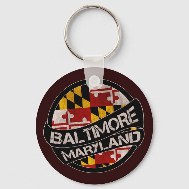 Baltimore Maryland flag grunge keychain (Front)