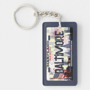 Baltimore Maryland flag license plate keychain