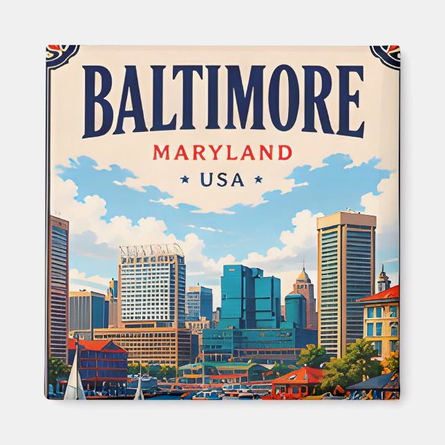 ⚓ Baltimore Maryland Harbour And Skyline Magnet (Front)