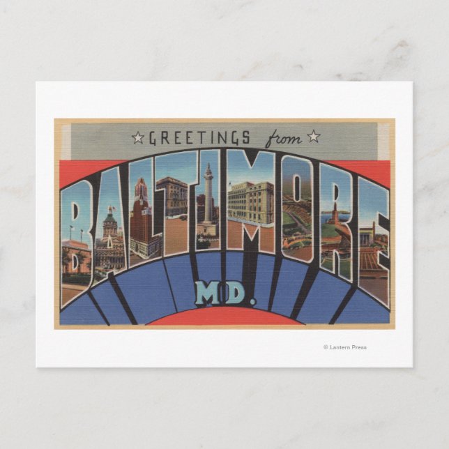 Baltimore, Maryland - Large Letter Scenes Postcard (Front)