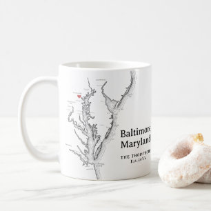 Baltimore Maryland Map Gift Black and White Coffee Mug